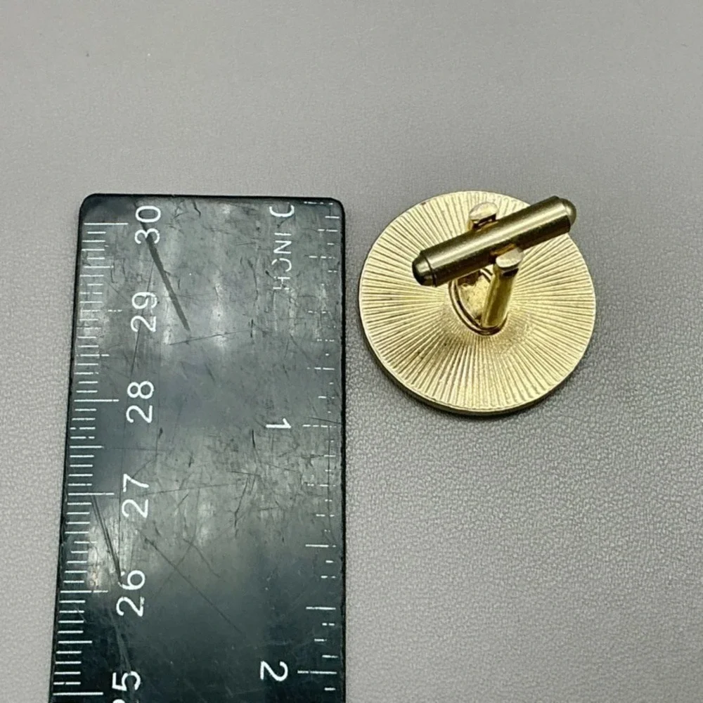 Vintage Unicorn Cufflinks Tie Bar Set Brown Enamel Gold Tone Fantasy Men's